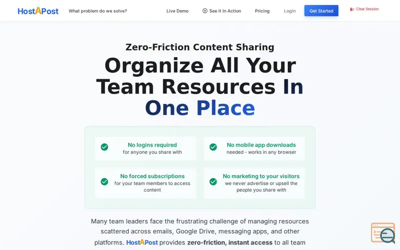 Screenshot of HostAPost.com - Better way to share
