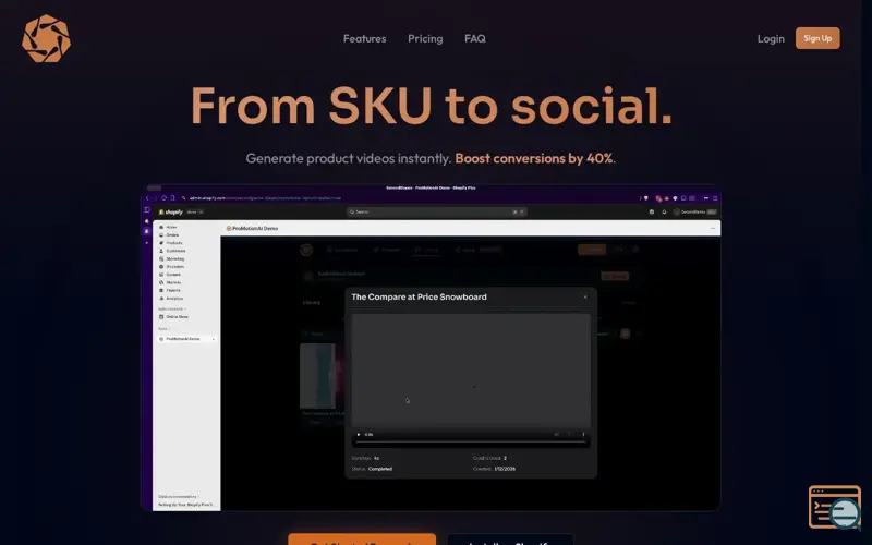 Screenshot of ProMotionAI: From SKU to Social, a launch using Njalla