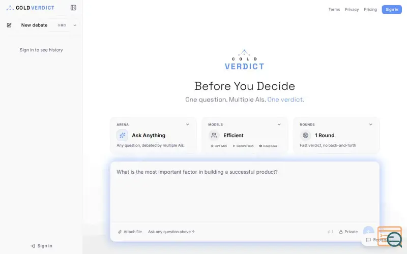 Screenshot of ColdVerdict