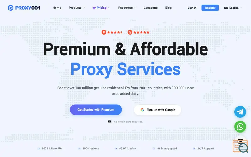 Screenshot of Proxy001, a launch using SalesMartly