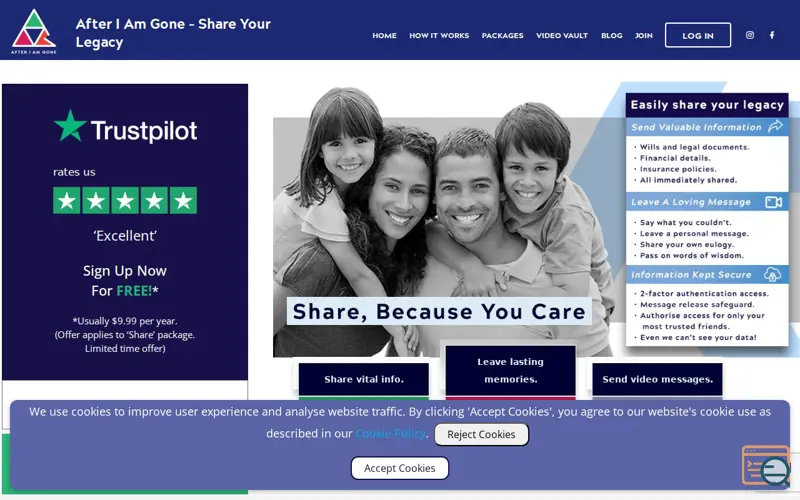 Screenshot of After I Am Gone, a launch using NameBright DNS