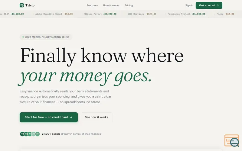 Screenshot of EasyFinance
