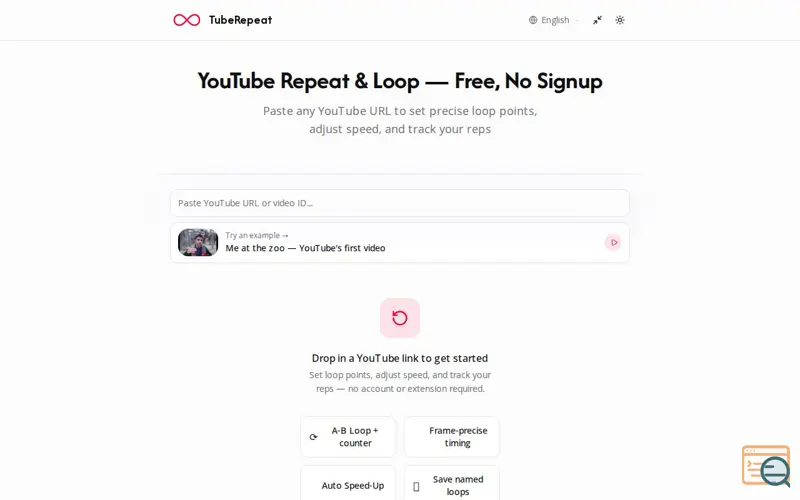 Screenshot of TubeRepeat