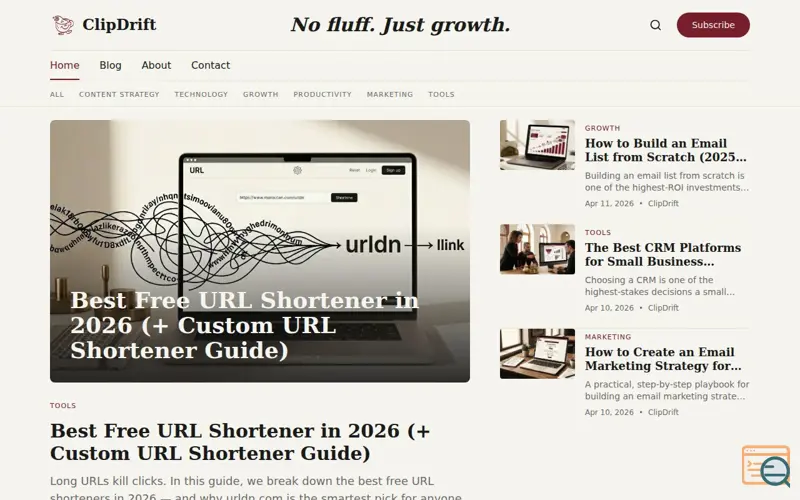 Screenshot of No fluff. Just growth.