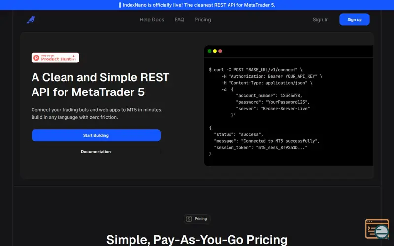 Screenshot of Indexnano