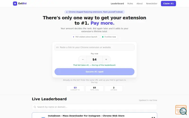 Screenshot of ExtBid