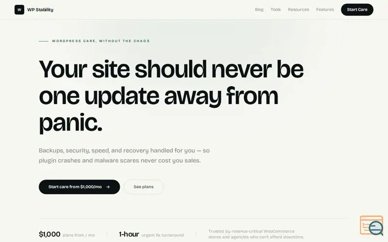Screenshot of WP Stability