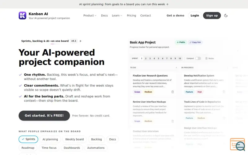 Screenshot of Kanban AI