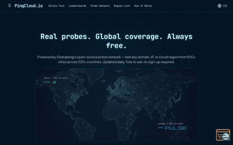 Screenshot of PingCloud.io