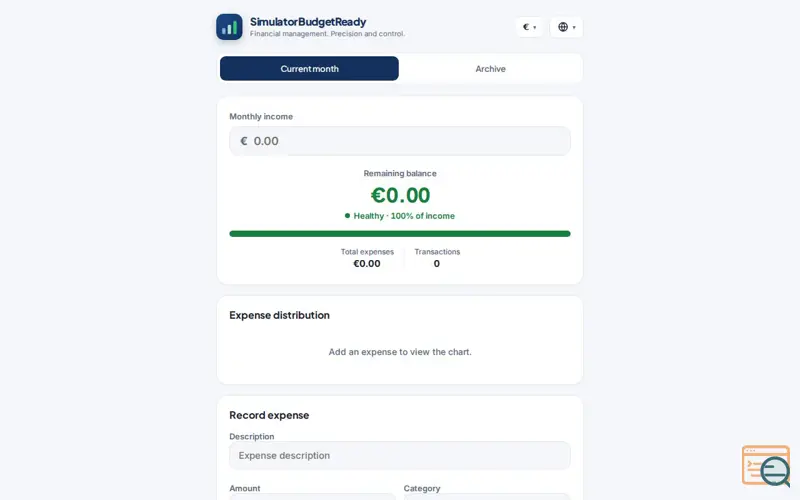 Screenshot of SimulatorBudgetReady