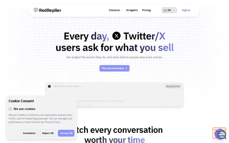 Screenshot of RedReplier