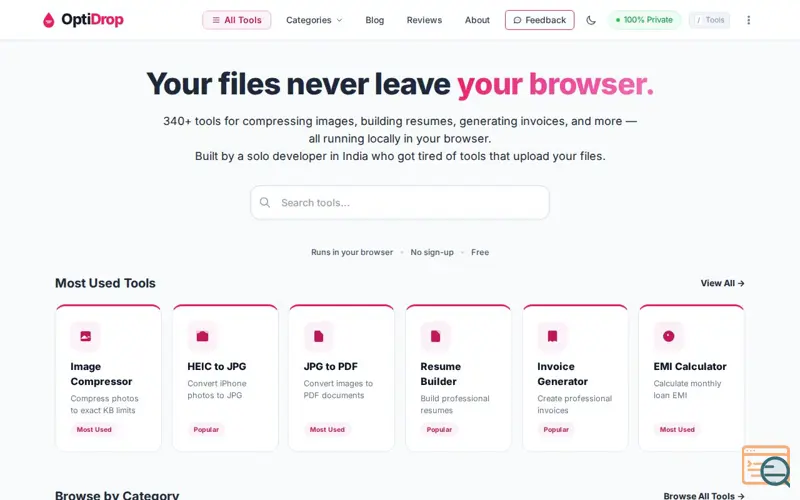 Screenshot of OptiDrop