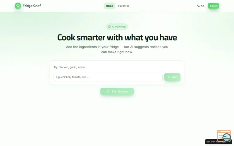 Screenshot of Fridge Chef