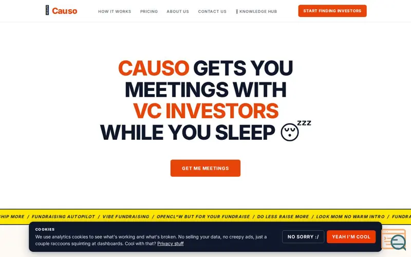 Screenshot of Causo for Fundraising, a launch using Prerender.io