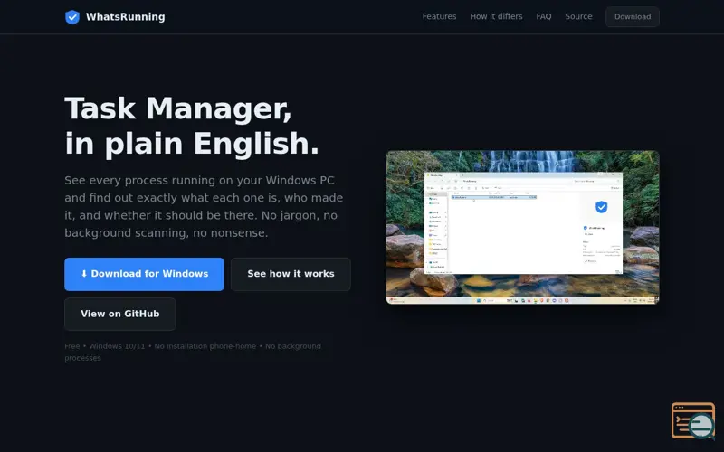 Screenshot of WhatsRunning