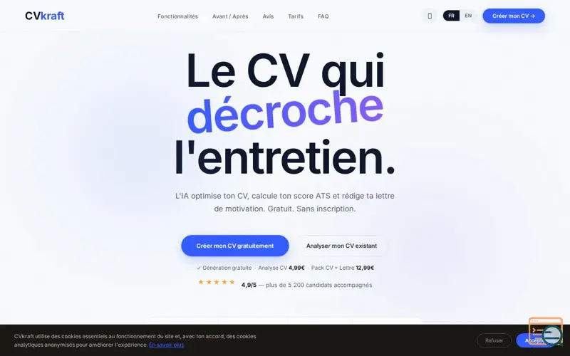 Screenshot of CVkraft