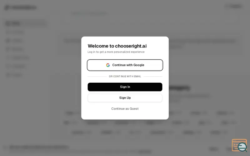Screenshot of chooseright.ai