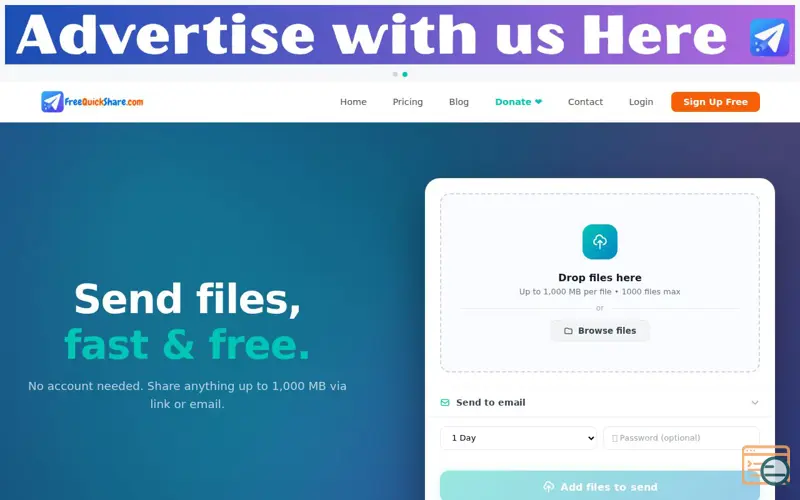 Screenshot of FreeQuickShare.com