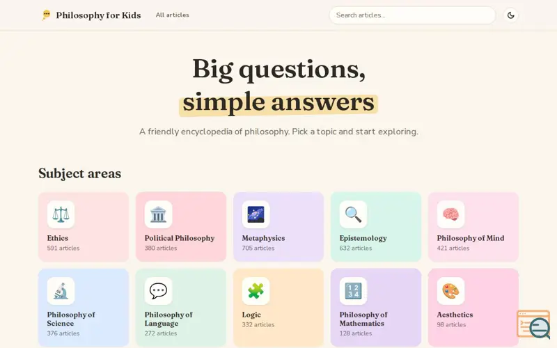 Screenshot of Philosophy for Kids