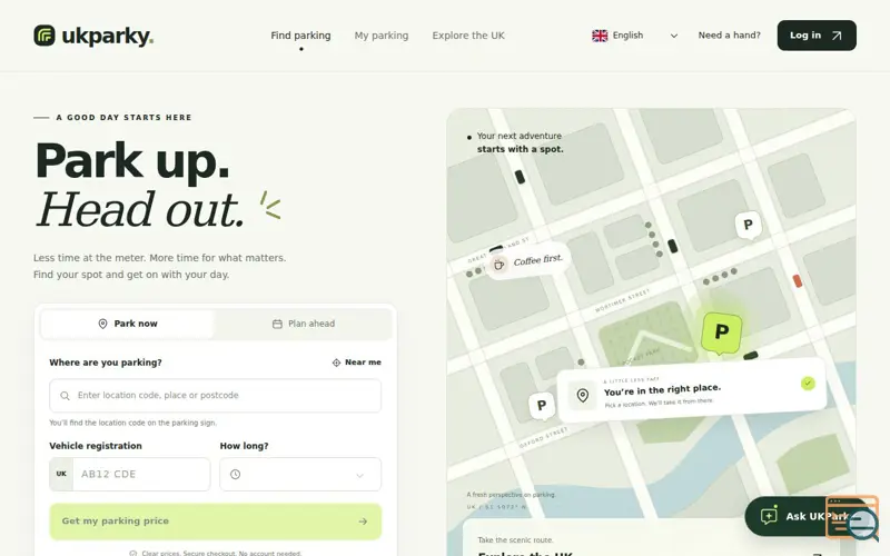 Screenshot of UKParky, a launch using GoRichHost