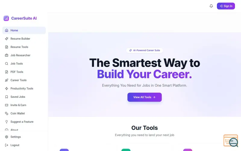 Screenshot of CareerSuite AI
