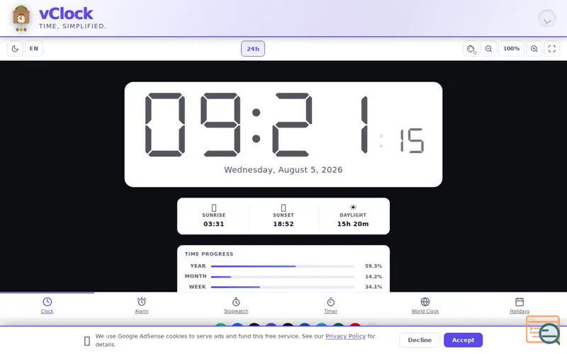 Screenshot of VClock