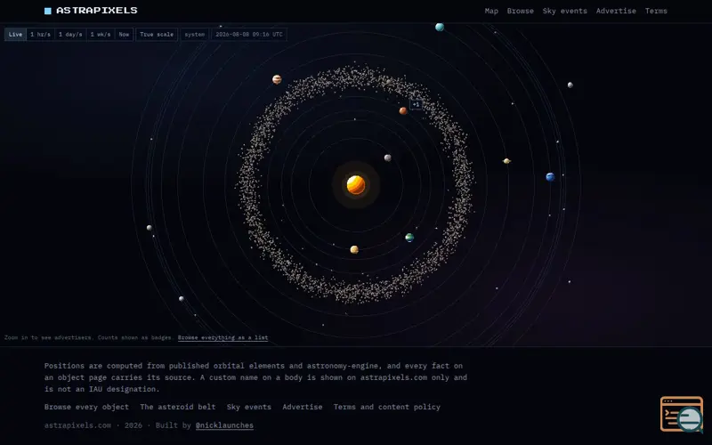 Screenshot of AstraPixels