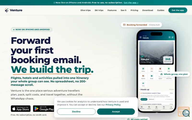 Screenshot of Venture - Trip Planner