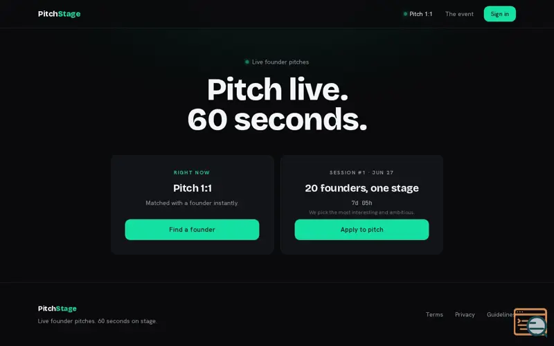 Screenshot of PitchStage