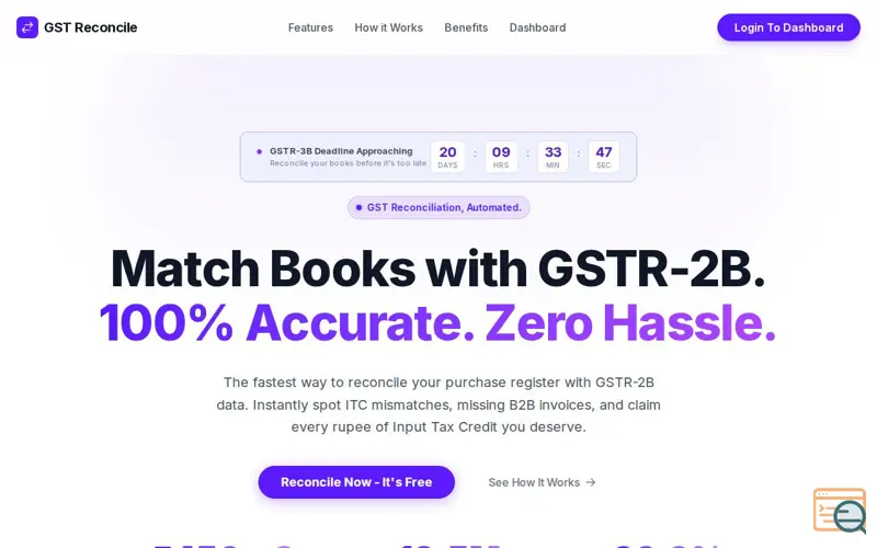 Screenshot of GST Reconcile