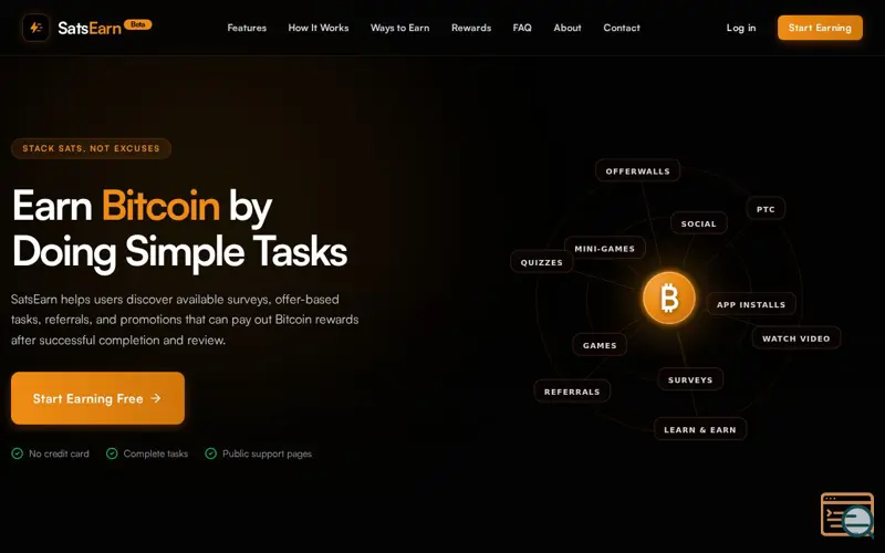 Screenshot of SatsEarn: Stack Sats, Not Excuses