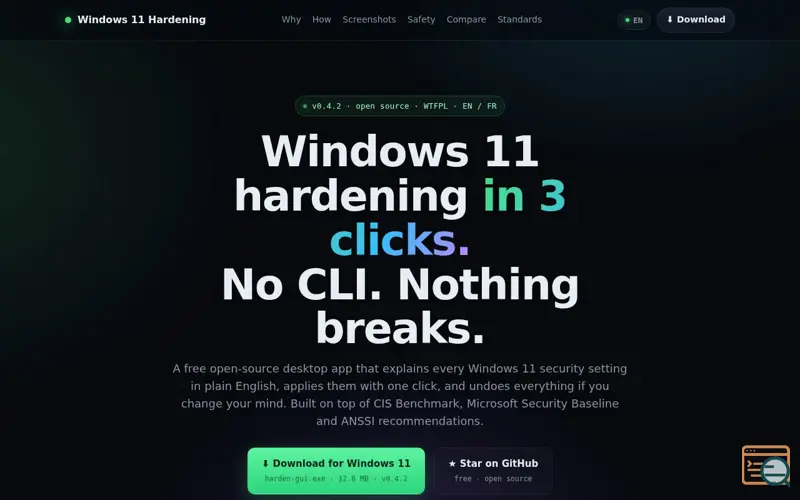Screenshot of Win11 Hardening