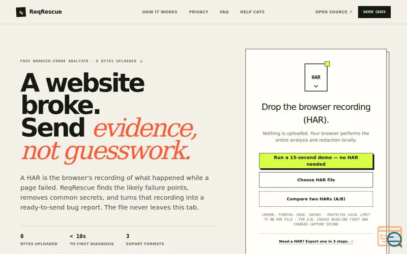 Screenshot of ReqRescue