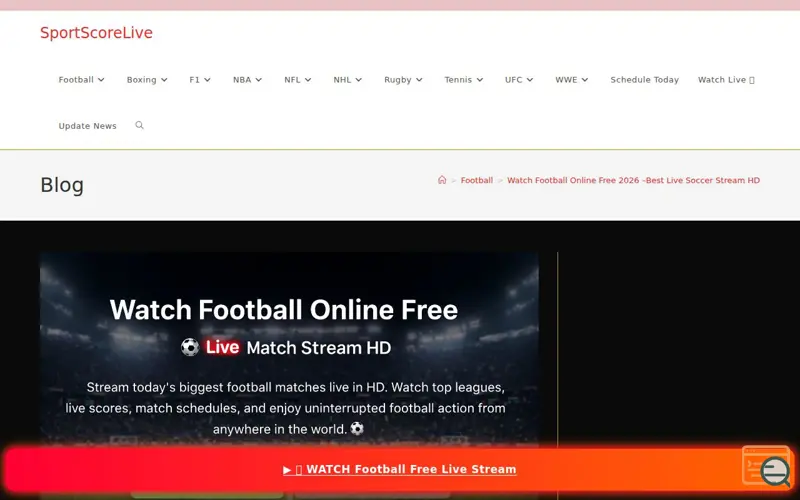 Screenshot of SportScoreLive