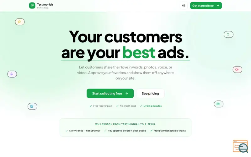 Screenshot of Formezz Testimonials