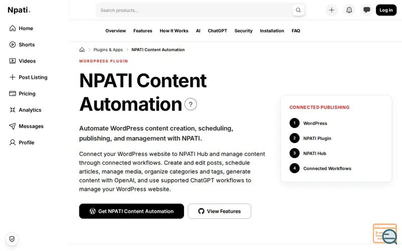 Screenshot of NPATI Content Automation