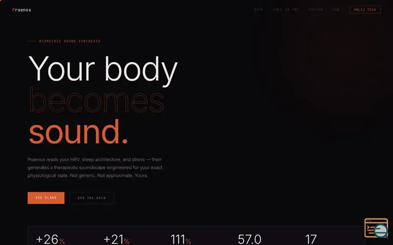 Screenshot of Praenox — Biometric Sound Synthesis