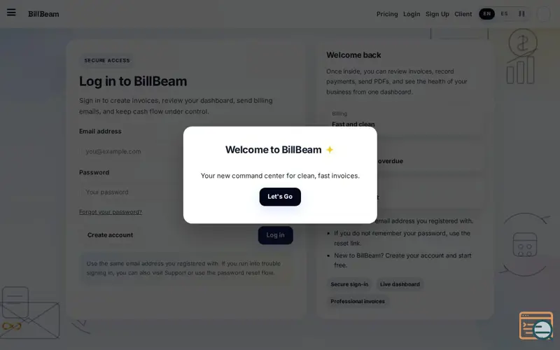Screenshot of BillBeam
