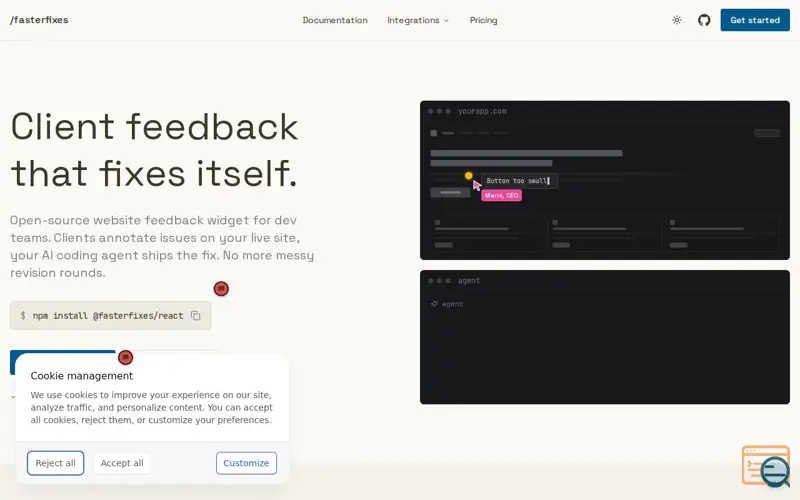 Screenshot of Faster Fixes