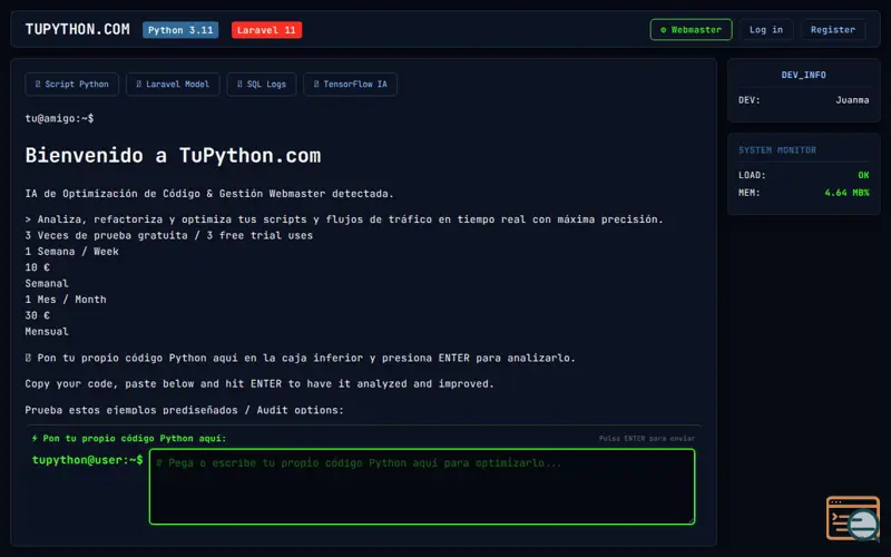 Screenshot of TuPython.com