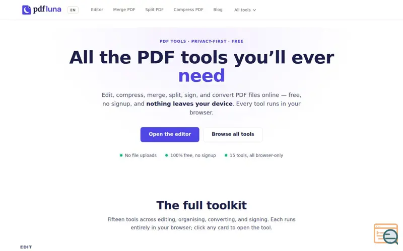 Screenshot of PDFluna