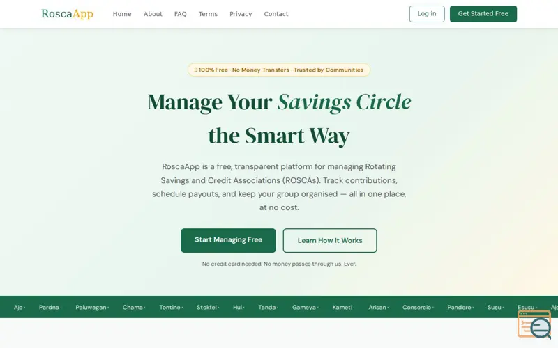 Screenshot of RoscaApp