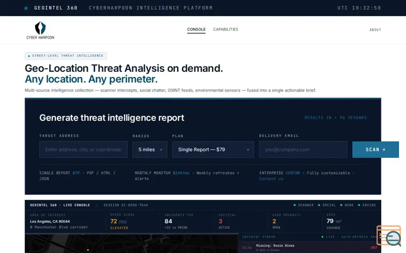 Screenshot of Street level threat Geointelligence