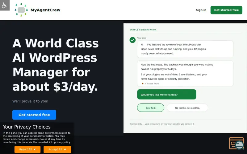 Screenshot of MyAgentCrew