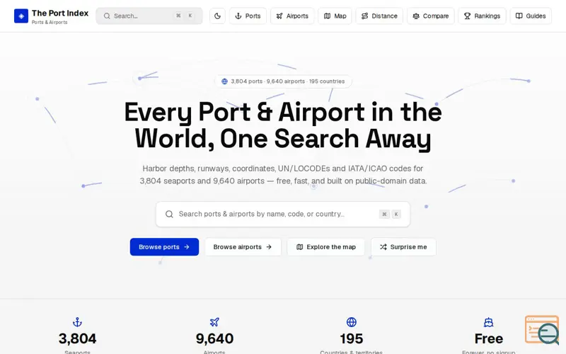 Screenshot of The Port Index