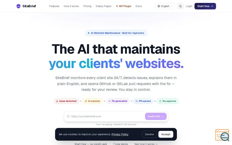 Screenshot of SiteBrief