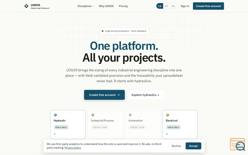 Screenshot of LOGOS — Engineering Workspace