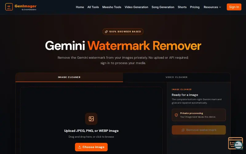 Screenshot of Gemini Watermark Remover by GenImager