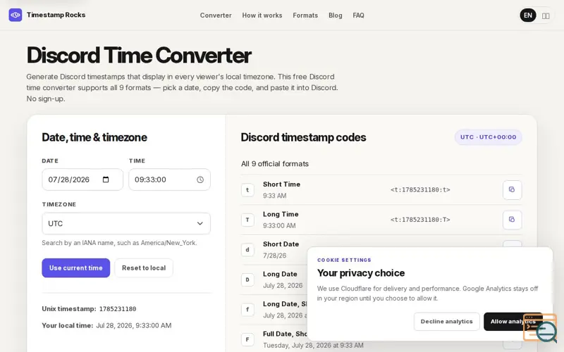 Screenshot of Timestamp Rocks
