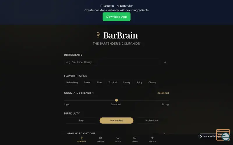 Screenshot of BarBrain